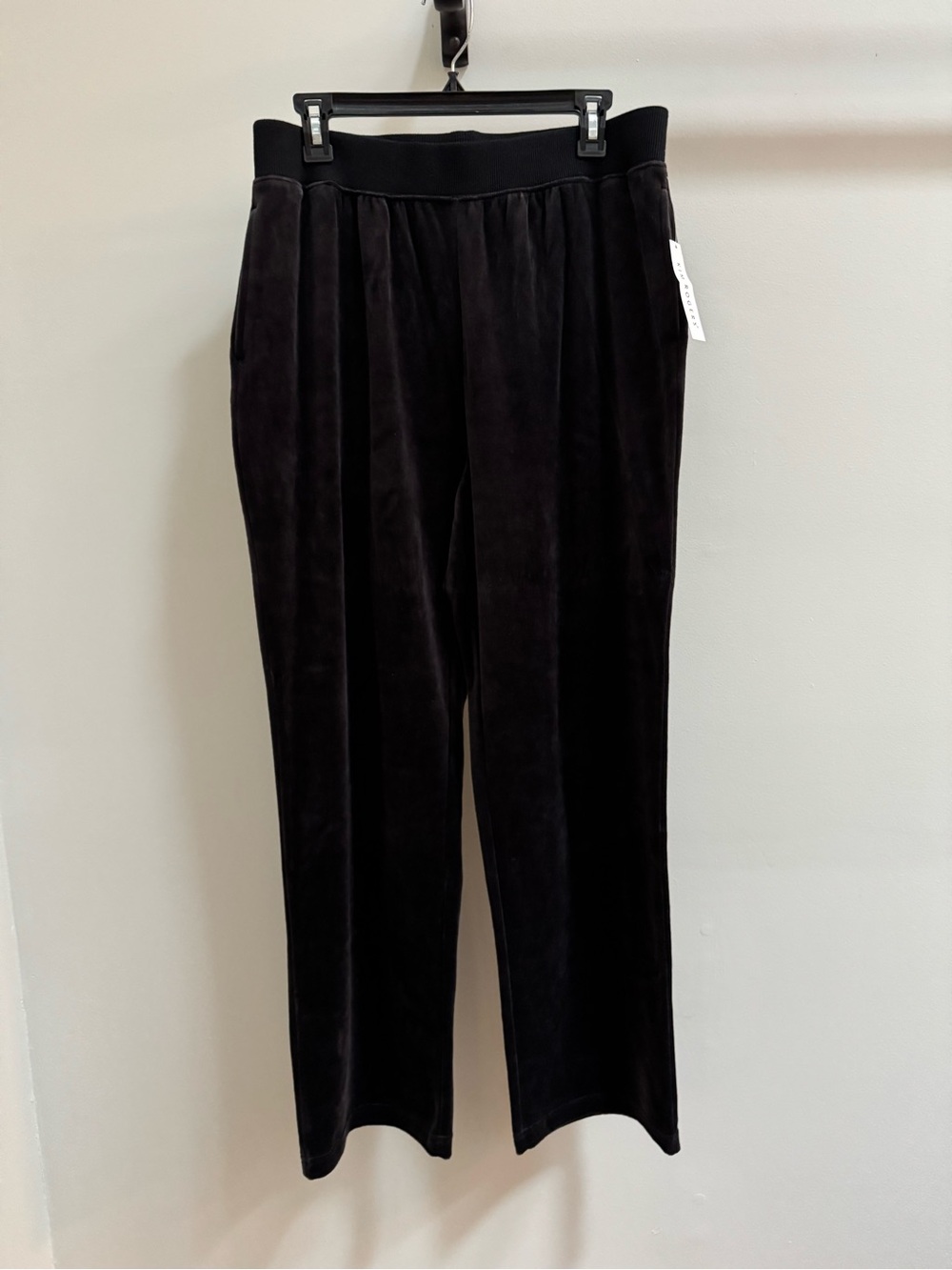 Kim Rogers Black Velour Elastic Waist Pants Size L Vintage NWT